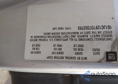 2003 Chevrolet Cavalier z USA, uszkodzony, nr VIN 1G1JC12F737353763